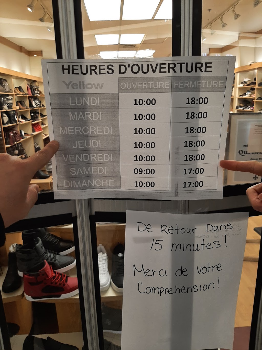 Chaussures Yellow | 600 Rue Pierre-Caisse, Saint-Jean-sur-Richelieu, QC J3A 1M1, Canada | Phone: (450) 349-2364