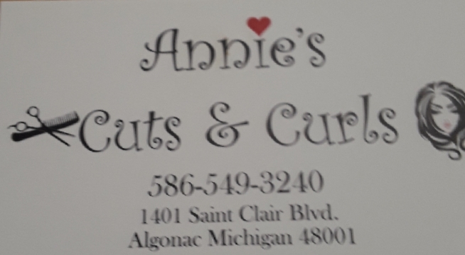 Annies Cuts & Curls | 1401 St Clair Blvd, Algonac, MI 48001, USA | Phone: (586) 549-3240