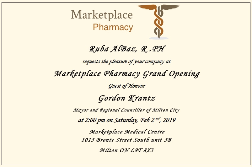 Marketplace Pharmacy Milton | 1015 Bronte St S #5B, Milton, ON L9T 8X3, Canada | Phone: (905) 864-1600