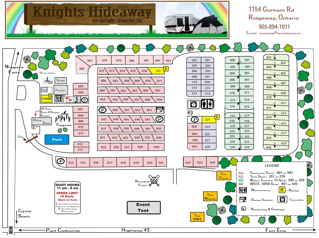 Knights Hide-Away Park | 1154 Gorham Rd, Ridgeway, ON L0S 1N0, Canada | Phone: (905) 894-1911
