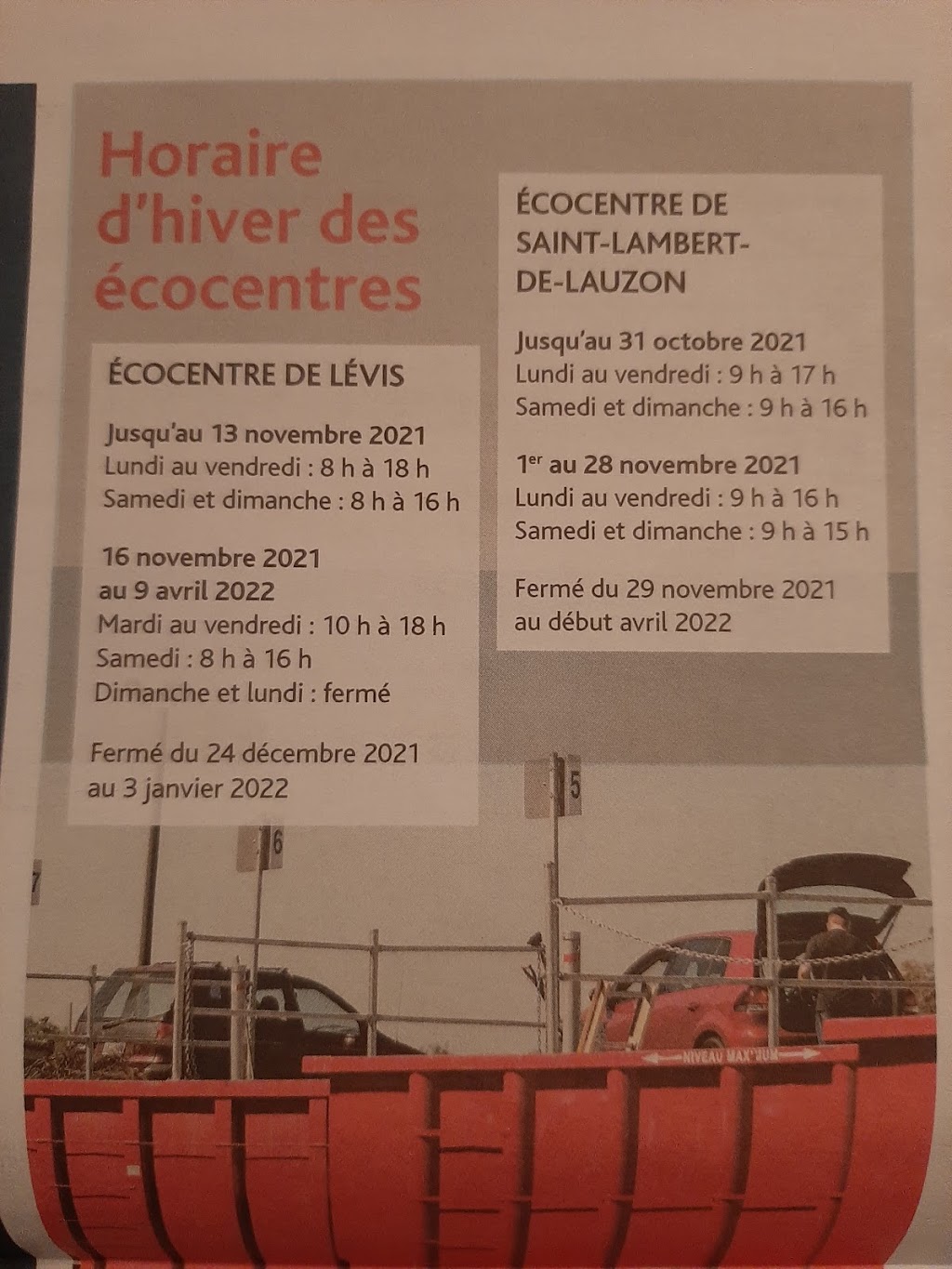 Saint-Lambert-de-Lauzon Ecocentre | 515 Rue Saint-Aimé, Saint-Lambert-de-Lauzon, QC G0S 2W0, Canada | Phone: (418) 889-8727