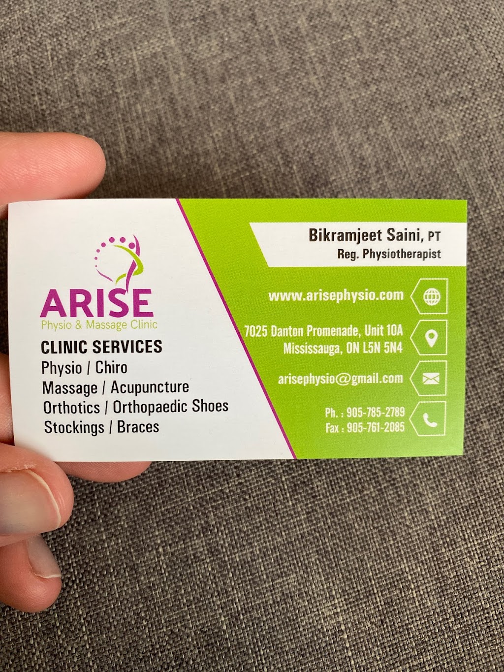 Arise Physio & Massage Clinic | 7025 Danton Promenade Unit 10 A, Mississauga, ON L5N 5E5, Canada | Phone: (905) 785-2789