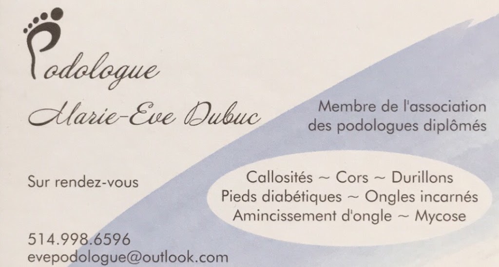 Marie-Eve Dubuc, Podologue | 8690 Rue Hochelaga, Montréal, QC H1L 2M6, Canada | Phone: (514) 998-6596