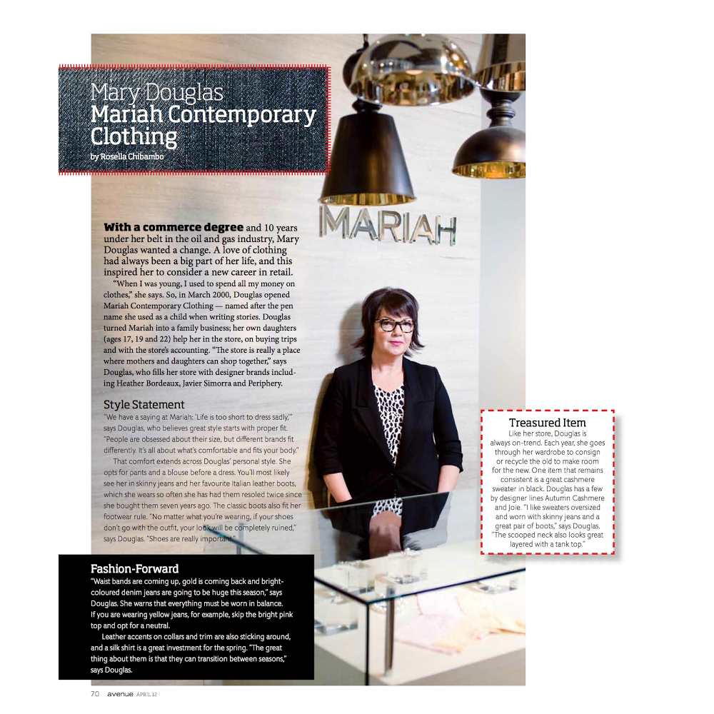 Mariah Contemporary Clothing | 326 Aspen Glen Landing SW #110, Calgary, AB T3H 0N5, Canada | Phone: (403) 242-6050