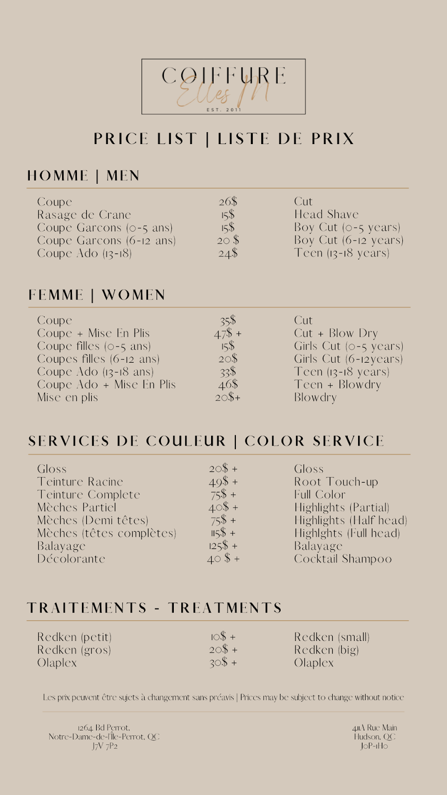 Coiffure Elles M | 1264 Bd Perrot, Notre-Dame-de-lÎle-Perrot, QC J7V 7P2, Canada | Phone: (514) 902-4006