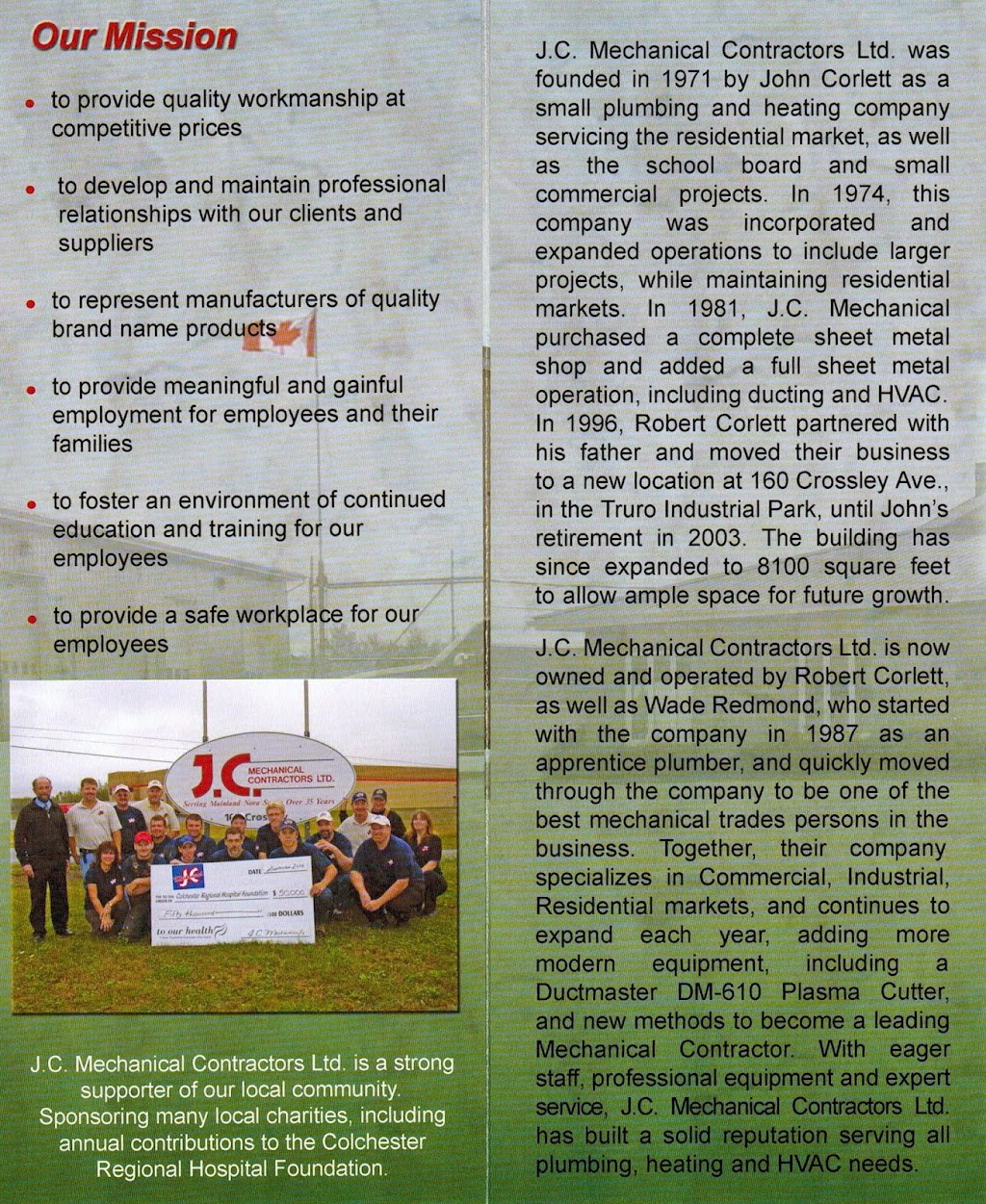 J.C. Mechanical Contractors Ltd. | 160 Crossley Ave, Truro, NS B2N 6T7, Canada | Phone: (902) 893-8972