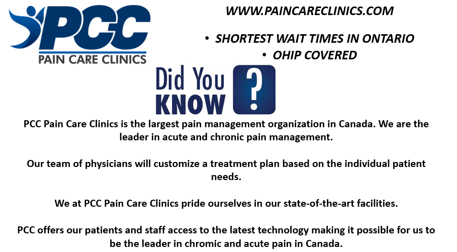 PCC Pain Care Clinics Orangeville | 33 Broadway Unit 1, Orangeville, ON L9W 1J7, Canada | Phone: (226) 780-7246