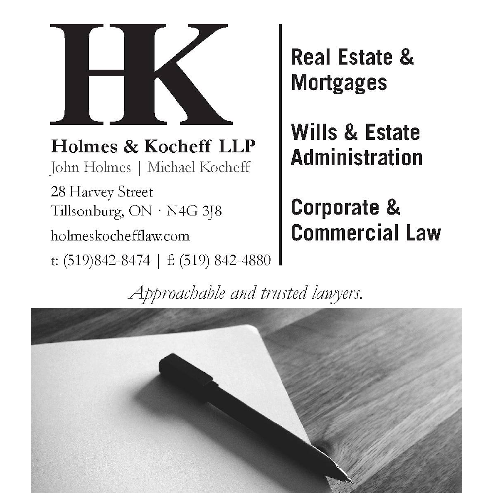Holmes, Kocheff & Good LLP | 28 Harvey St, Tillsonburg, ON N4G 3J8, Canada | Phone: (519) 842-8474