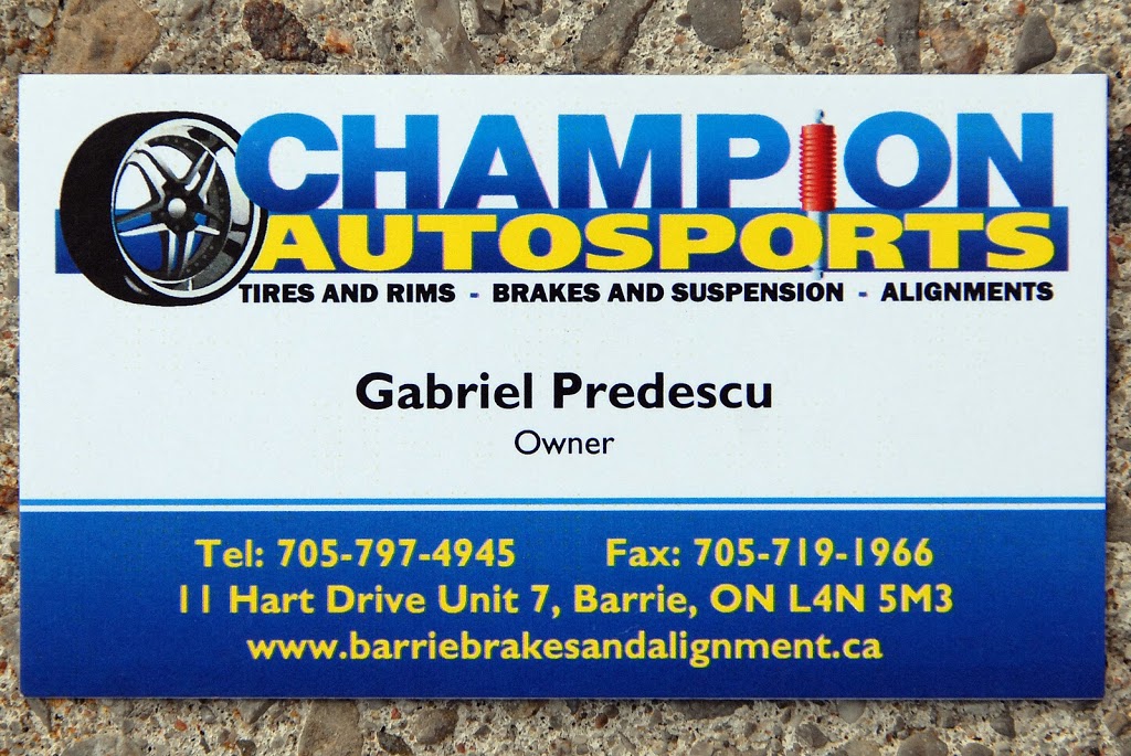 Champion Auto Sports | 11 Hart Dr #7, Barrie, ON L4N 5M3, Canada | Phone: (705) 797-4945