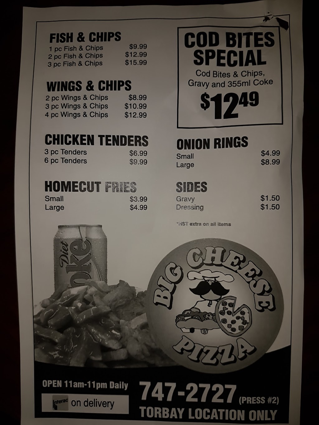 Big Cheese Pizza | 1234 Torbay Rd, Torbay, NL A1K 1A4, Canada | Phone: (709) 747-2727 ext. 2