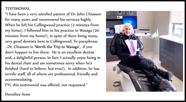 Dr John L. Chiasson Dentistry | 1470 Mosley St #8, Wasaga Beach, ON L9Z 2C2, Canada | Phone: (705) 352-1028
