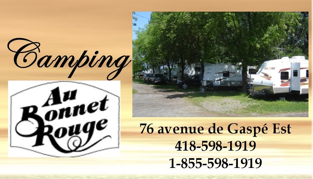 Camping Au Bonnet Rouge | 76 Avenue de Gaspé E, Saint-Jean-Port-Joli, QC G0R 3G0, Canada | Phone: (418) 598-1919