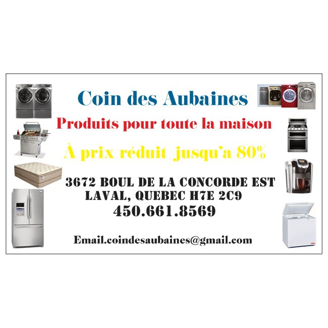 Coin des Aubaines | 3672 Boulevard de la Concorde E, Laval, QC H7E 2C9, Canada | Phone: (450) 661-0589