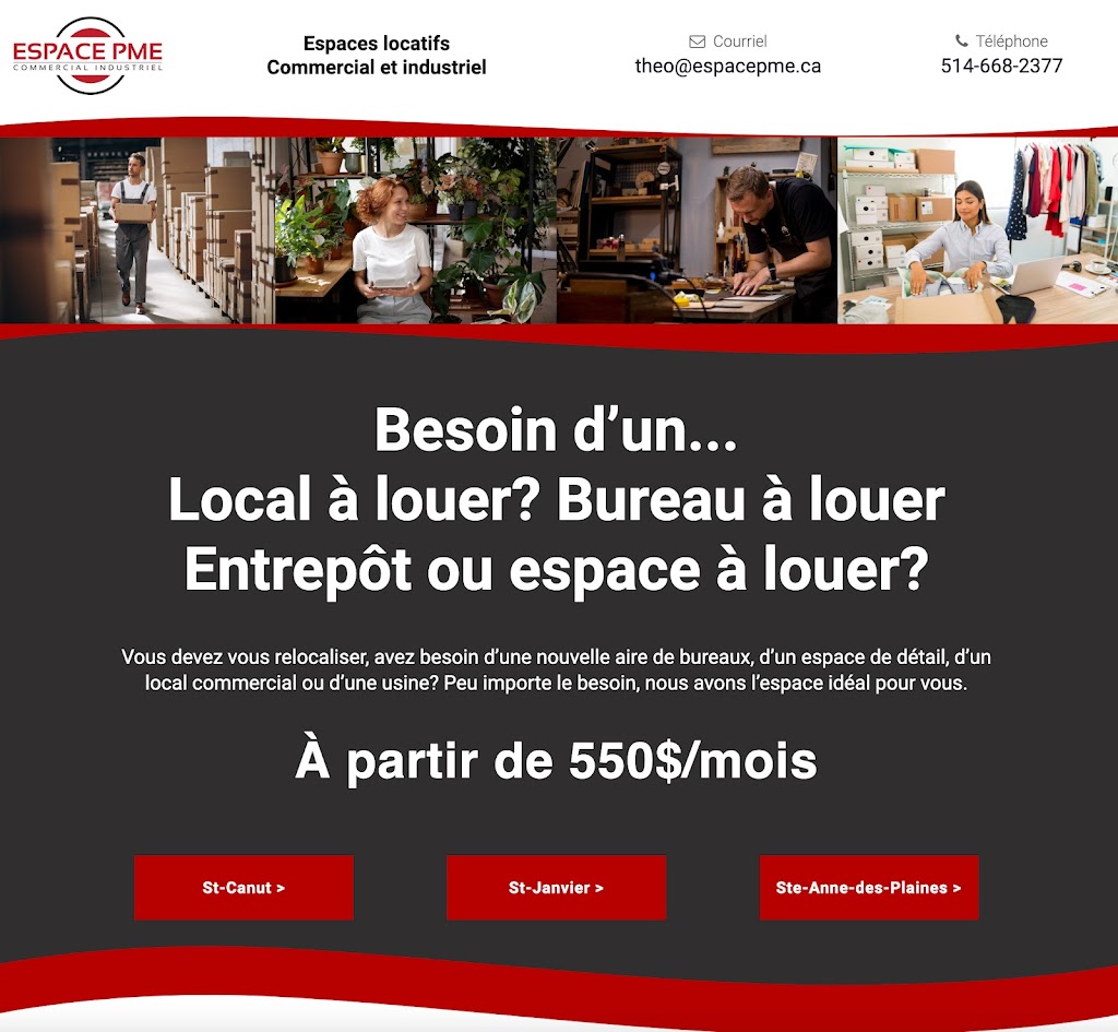 Espace PME – Locaux à louer St-Canut | 9025 Rte Sir Wilfrid Laurier, Mirabel, QC J7N 1P1, Canada | Phone: (514) 668-2377