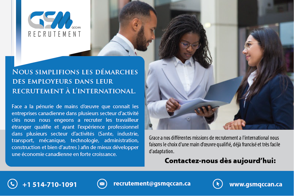 GSM Recrutement | 347 Av. Bilaudeau, Montréal, QC H1L 4A2, Canada | Phone: (514) 710-1091