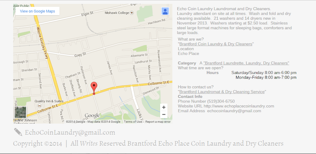 Echo Place Coin Laundry | 750 Colborne St, Brantford, ON N3S 3S2, Canada | Phone: (519) 304-6750