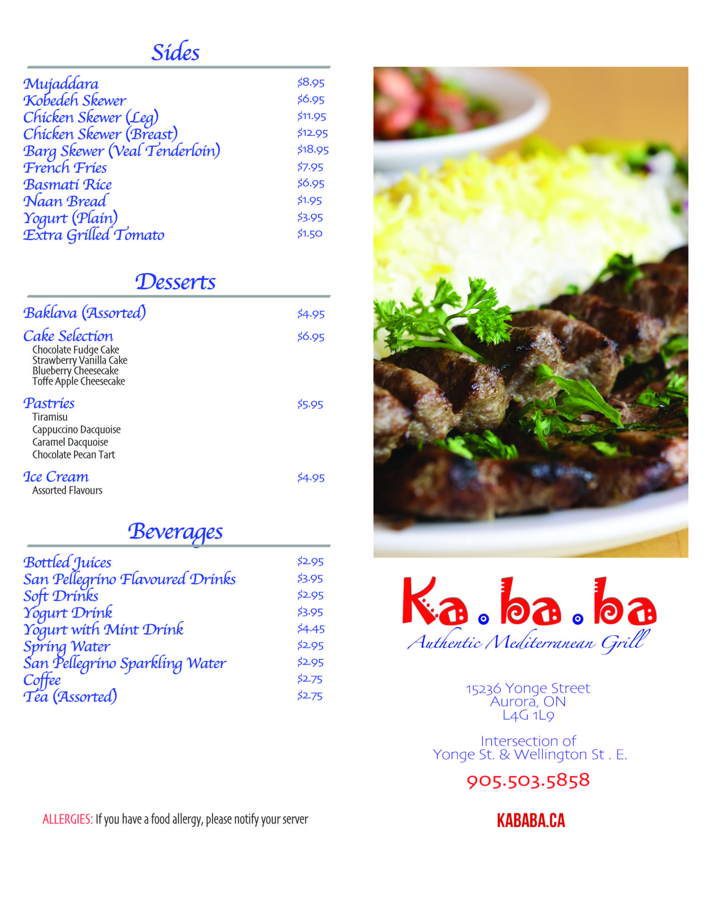 Kababa | 15236 Yonge St, Aurora, ON L4G 1L9, Canada | Phone: (905) 503-5858