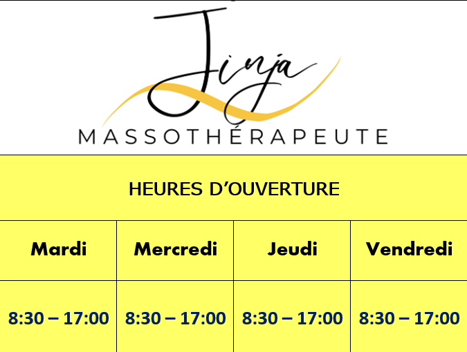 Jinja Massothérapeute | 215 Rue Chapleau, Terrebonne, QC J6W 2T5, Canada | Phone: (438) 304-5566