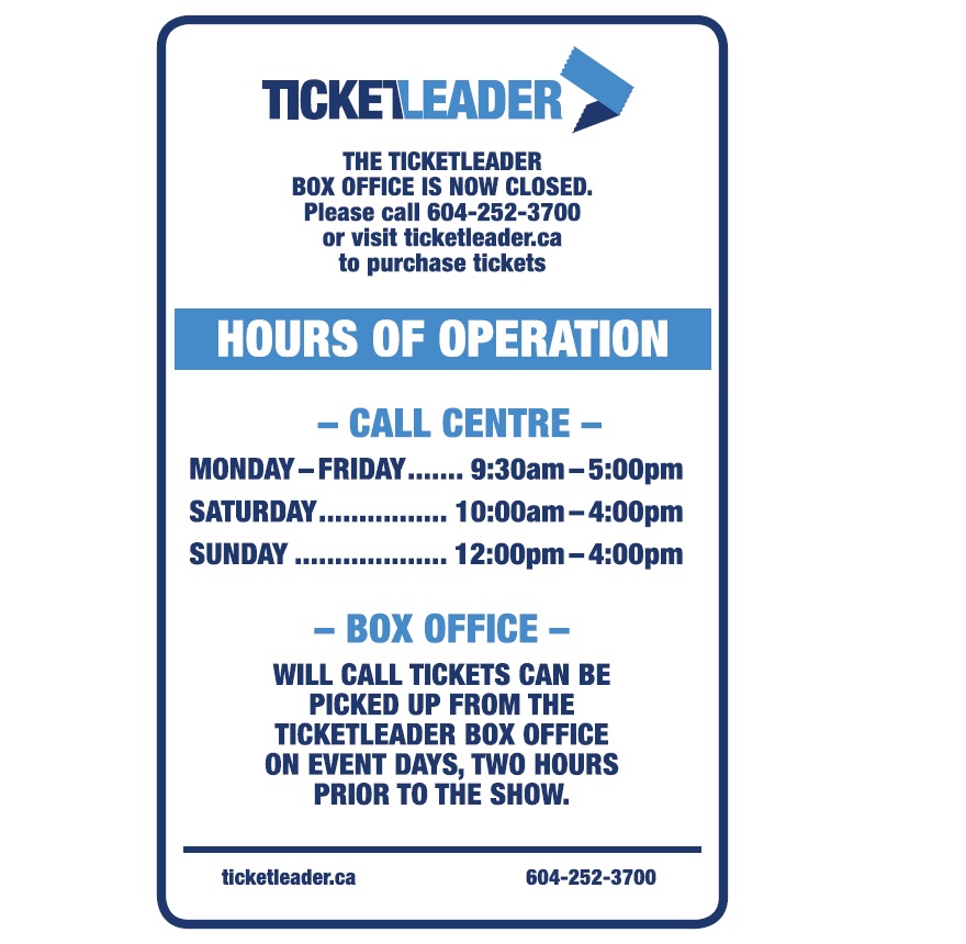 TicketLeader (Box Office) - 100 N Renfrew St, Vancouver, BC V5K 3N7, Canada
