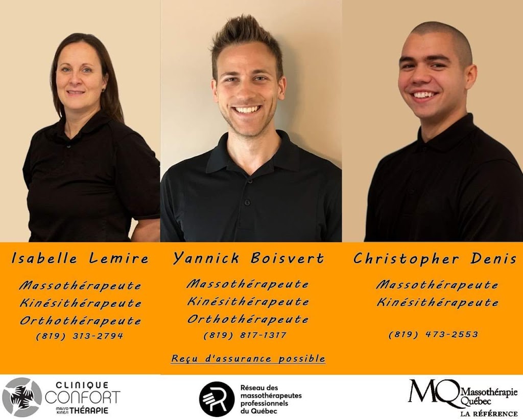 Clinique Confort Masso/Kinésithérapie, Orthothérapie, Thérapie d | 746 Rue Saint-Pierre, Drummondville, QC J2C 3X1, Canada | Phone: (819) 313-2794