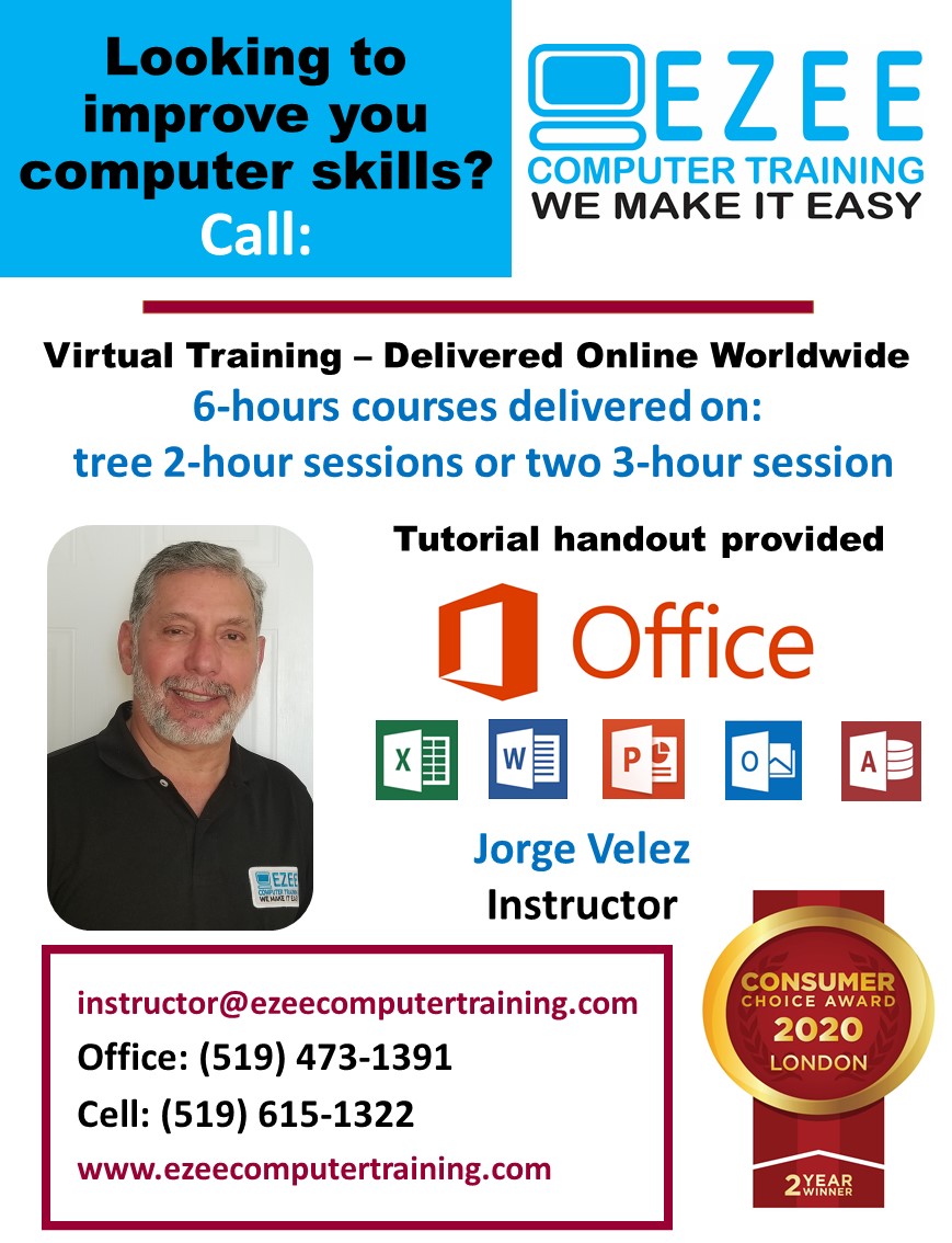 Ezee Computer Training | 961 Oakcrossing Rd, London, ON N6H 0A7, Canada | Phone: (519) 473-1391
