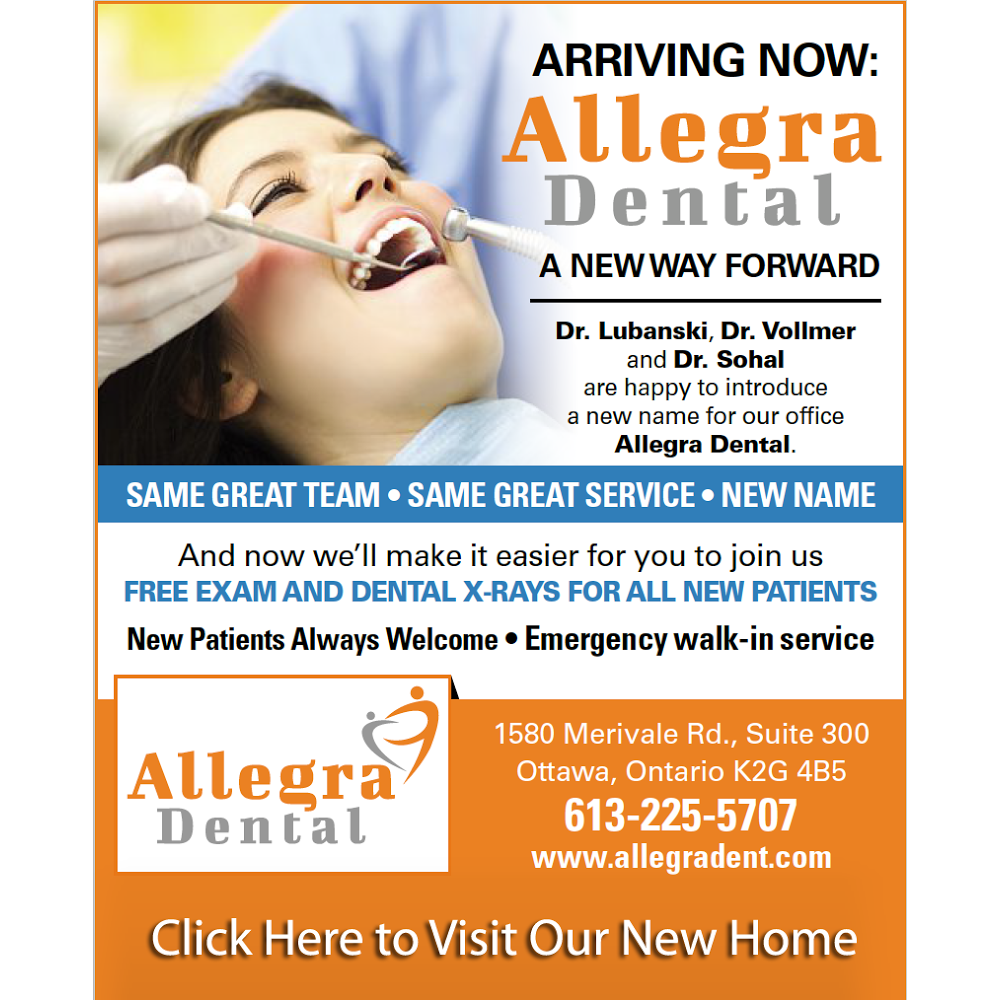 Allegra Dental | 1580 Merivale Rd #300, Nepean, ON K2G 4B5, Canada | Phone: (613) 225-5707
