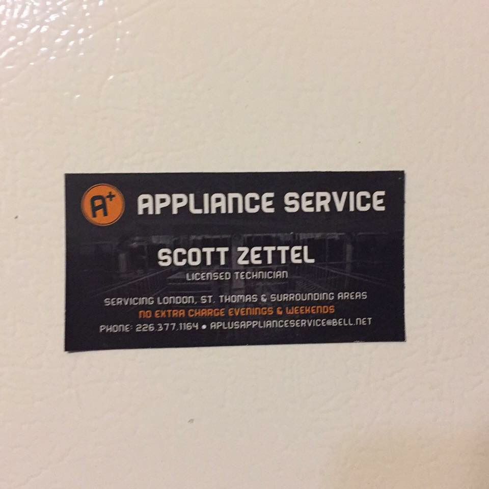 A Plus Appliance Service | 4830 Glendon Dr, Appin, ON N0L 1A0, Canada | Phone: (226) 377-1164