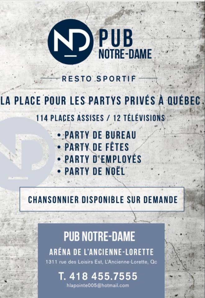 Le Pub Notre-Dame | 1311 Rue des Loisirs E, LAncienne-Lorette, QC G2E 0A5, Canada | Phone: (418) 922-2740