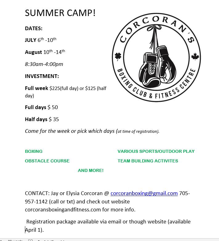 Corcoran’s Boxing Club and Fitness Centre | 1625 Chemong Rd, Peterborough, ON K9J 6X2, Canada | Phone: (705) 957-1142