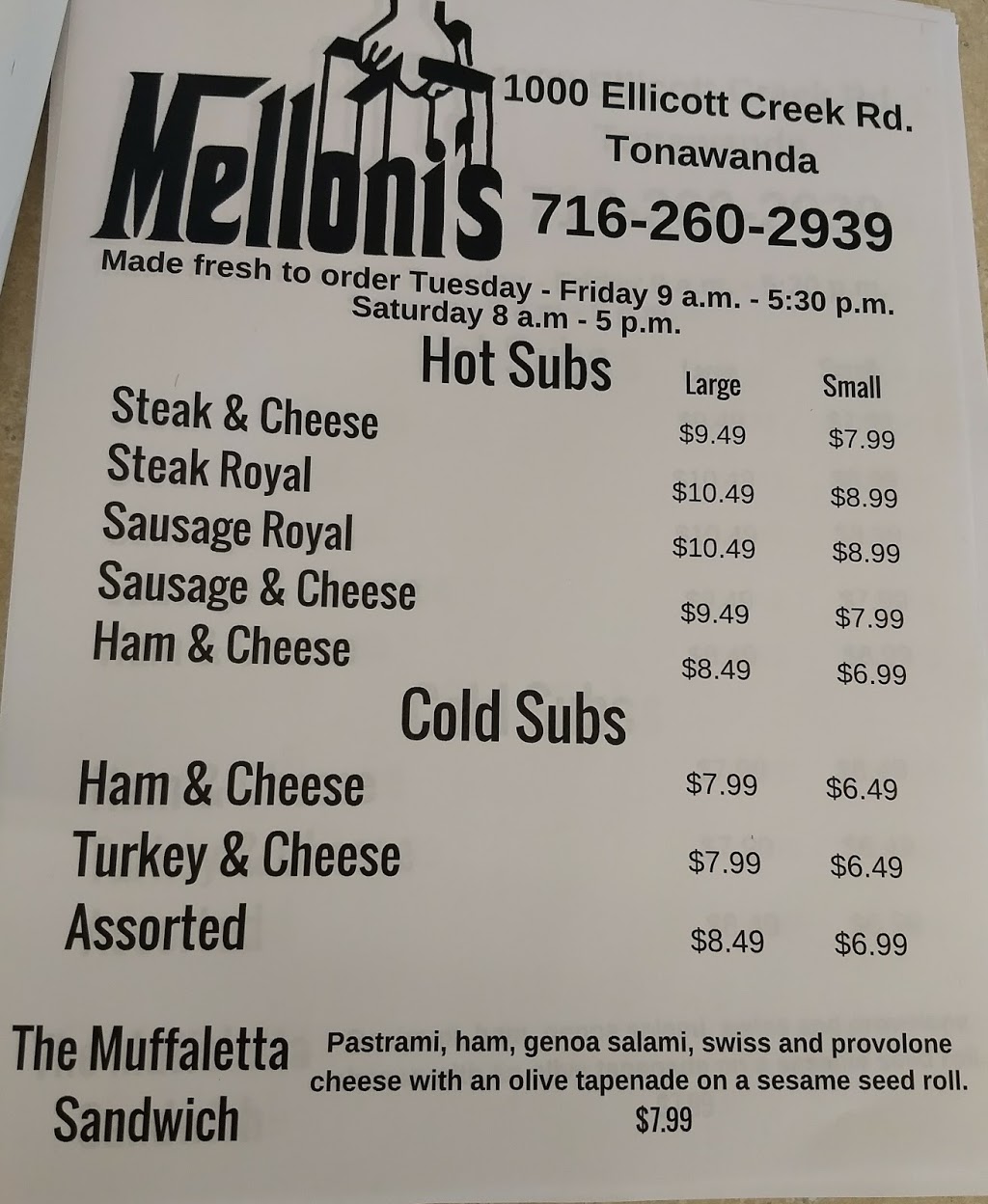 Mellonis Meats and Catering | 1000 Ellicott Creek Rd, Tonawanda, NY 14150, USA | Phone: (716) 754-8914