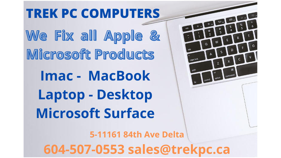 Trek PC Delta - Computer Repair - iMac, MacBook, Windows Repair | point of interest | 11161 84 Ave #5, Delta, BC V4C 2K4, Canada | 6045070553 OR +1 604-507-0553