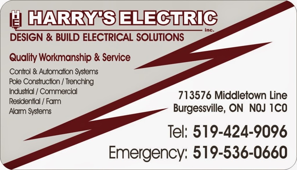 Harrys Electric Inc | 713576 Middletown Line, Burgessville, ON N0J 1C0, Canada | Phone: (519) 424-9096