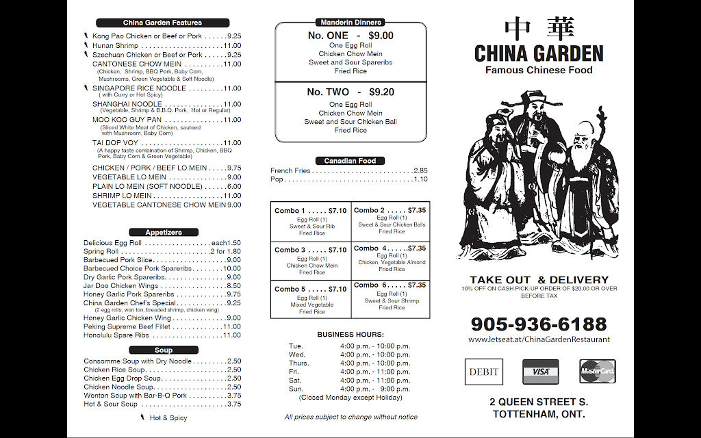 China Garden | 2 Queen St S, Tottenham, ON L0G 1W0, Canada | Phone: (905) 936-6188