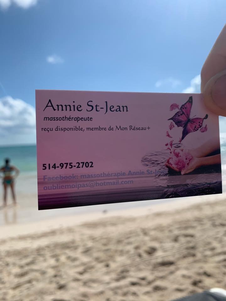 Massothérapie Annie St-Jean | 18 Rue Stocker, Notre-Dame-de-lÎle-Perrot, QC J7V 8K1, Canada | Phone: (514) 975-2702