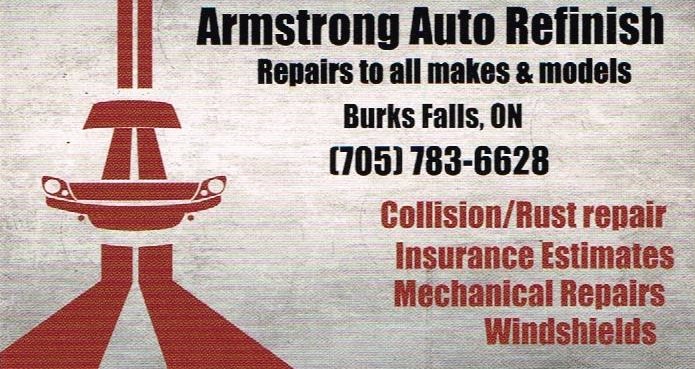 armstrong auto refinish | box 867, 124 High St, Burks Falls, ON P0A 1C0, Canada | Phone: (705) 783-6628