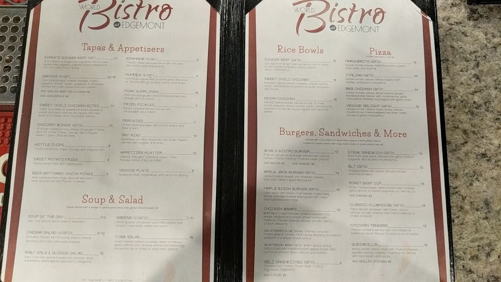 World Bistro at Edgemont | 7222 Edgemont Blvd NW, Calgary, AB T3A 2X7, Canada | Phone: (403) 239-4048