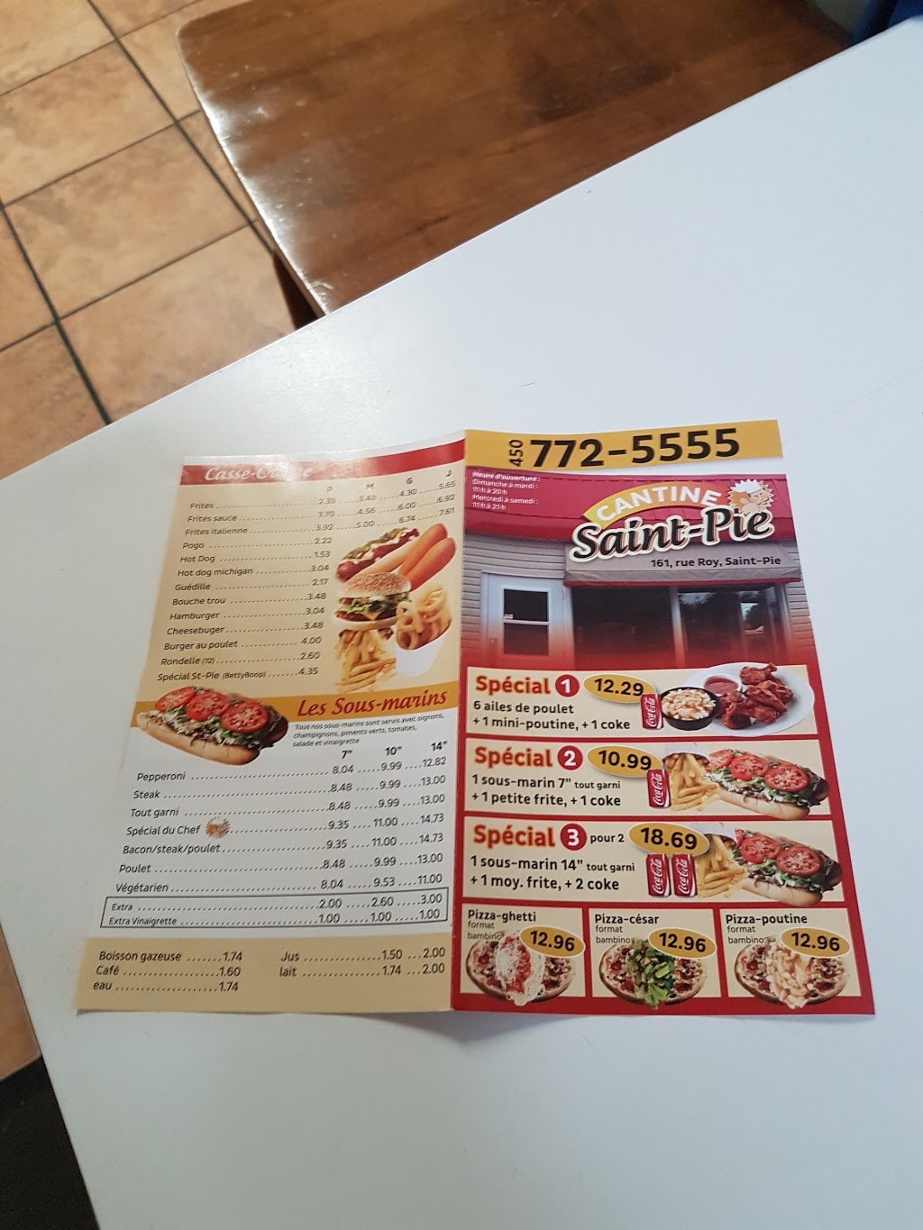Cantine Saint-Pie | 161 Rue Roy, Saint-Pie, QC J0H 1W0, Canada | Phone: (450) 772-5555