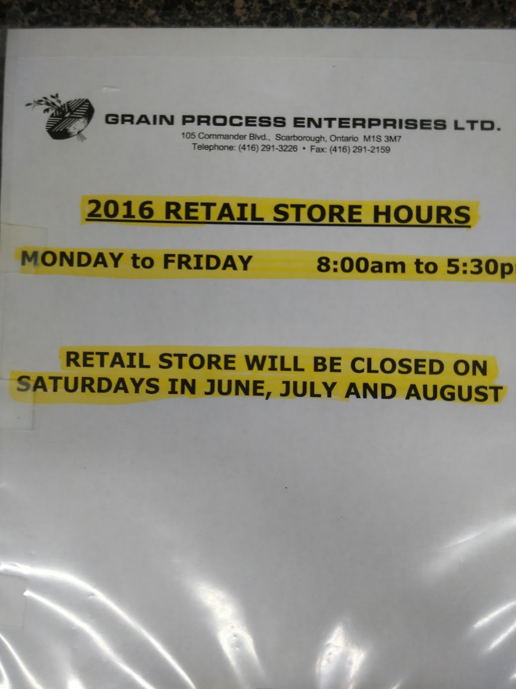 Grain Process Enterprises | 105 Commander Blvd, Scarborough, ON M1S 3M7, Canada | Phone: (416) 291-3226