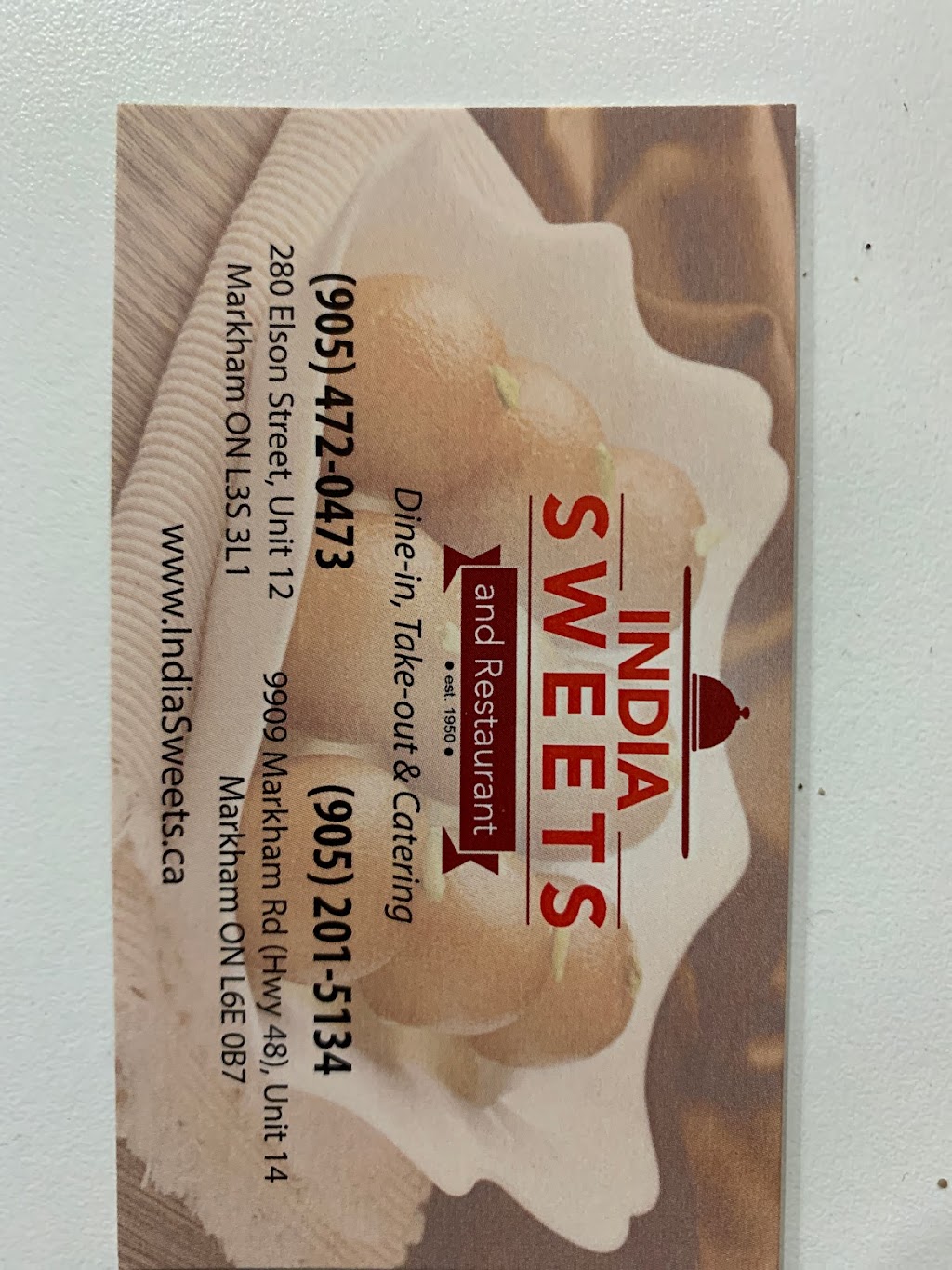India sweets and restaurant | 9909 Markham Rd Unit 14, Markham, ON L6E 0B7, Canada | Phone: (905) 201-5134