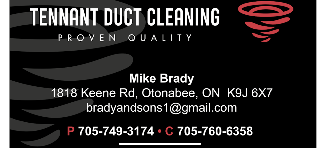 Tennant Duct Cleaning | 1818 Keene Rd, Peterborough, ON K9J 6X7, Canada | Phone: (705) 749-3174