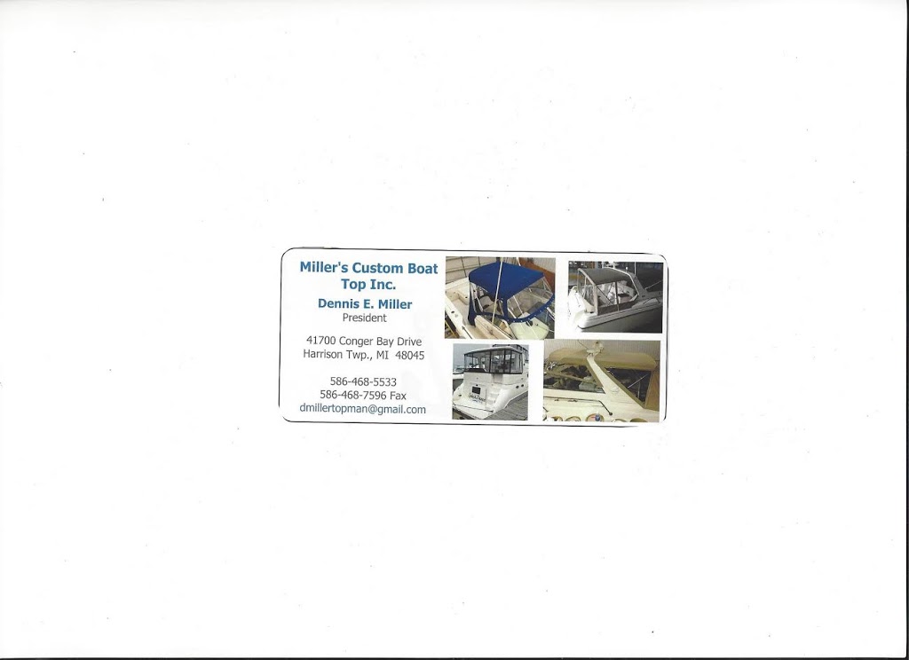 Millers Custom Boat Top Inc | 41700 Conger Bay Dr, Harrison Charter Township, MI 48045, USA | Phone: (586) 468-5533