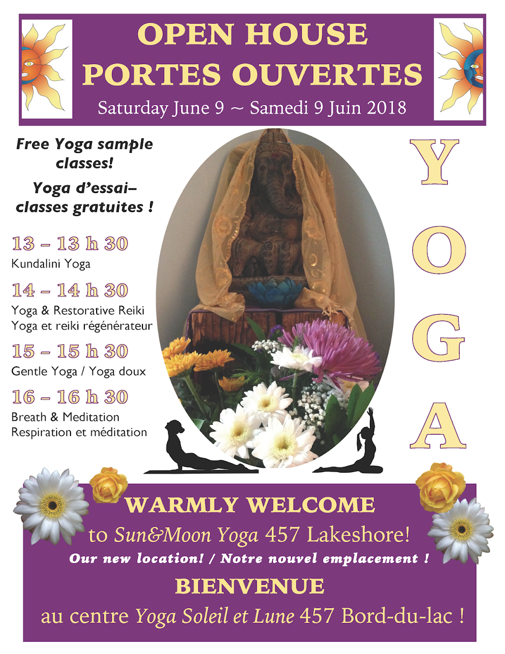 Sun&Moon Yoga | 457 A, Chemin Bord-du-Lac, Dorval, QC H9S 2A9, Canada | Phone: (514) 839-6315