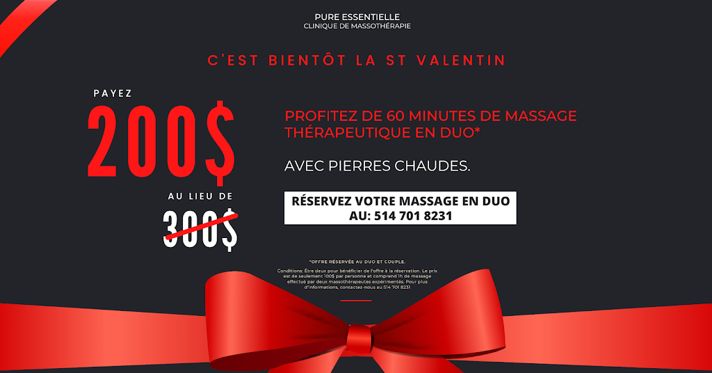 Pure Essentielle Clinique de Massothérapie | 4058 Rue Monselet Suite 112, Montréal-Nord, QC H1H 2C5, Canada | Phone: (514) 701-8231