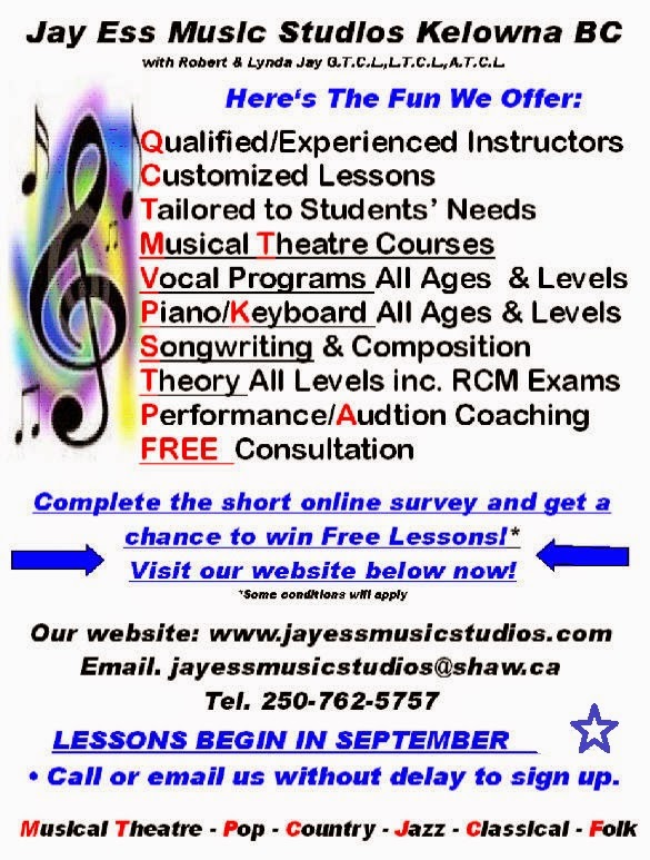 Jay-Ess Music and Voice | 1522 MacLeay Crt, Kelowna, BC V1Y 9L6, Canada | Phone: (250) 762-5757
