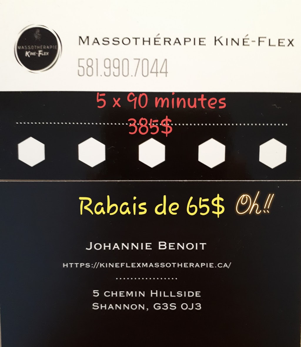 Massothérapie Kiné-Flex | 5 Chemin Hillside, Shannon, QC G3S 0J3, Canada | Phone: (581) 990-7044