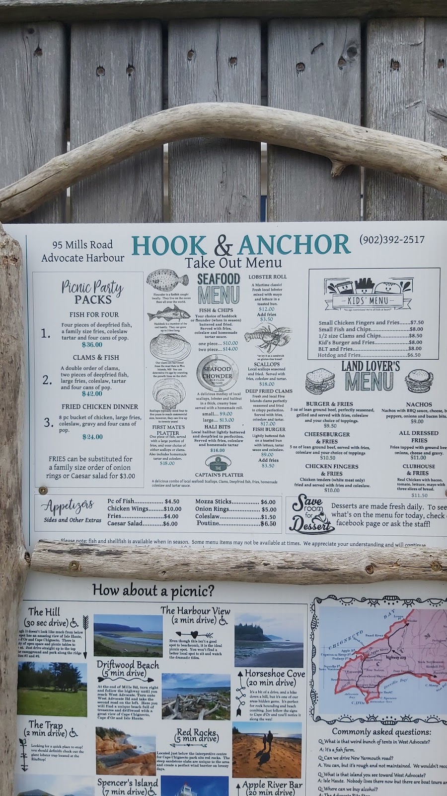 Hook and Anchor Restaurant | 95 Mills Rd, Advocate Harbour, NS B0M 1A0, Canada | Phone: (902) 392-2517