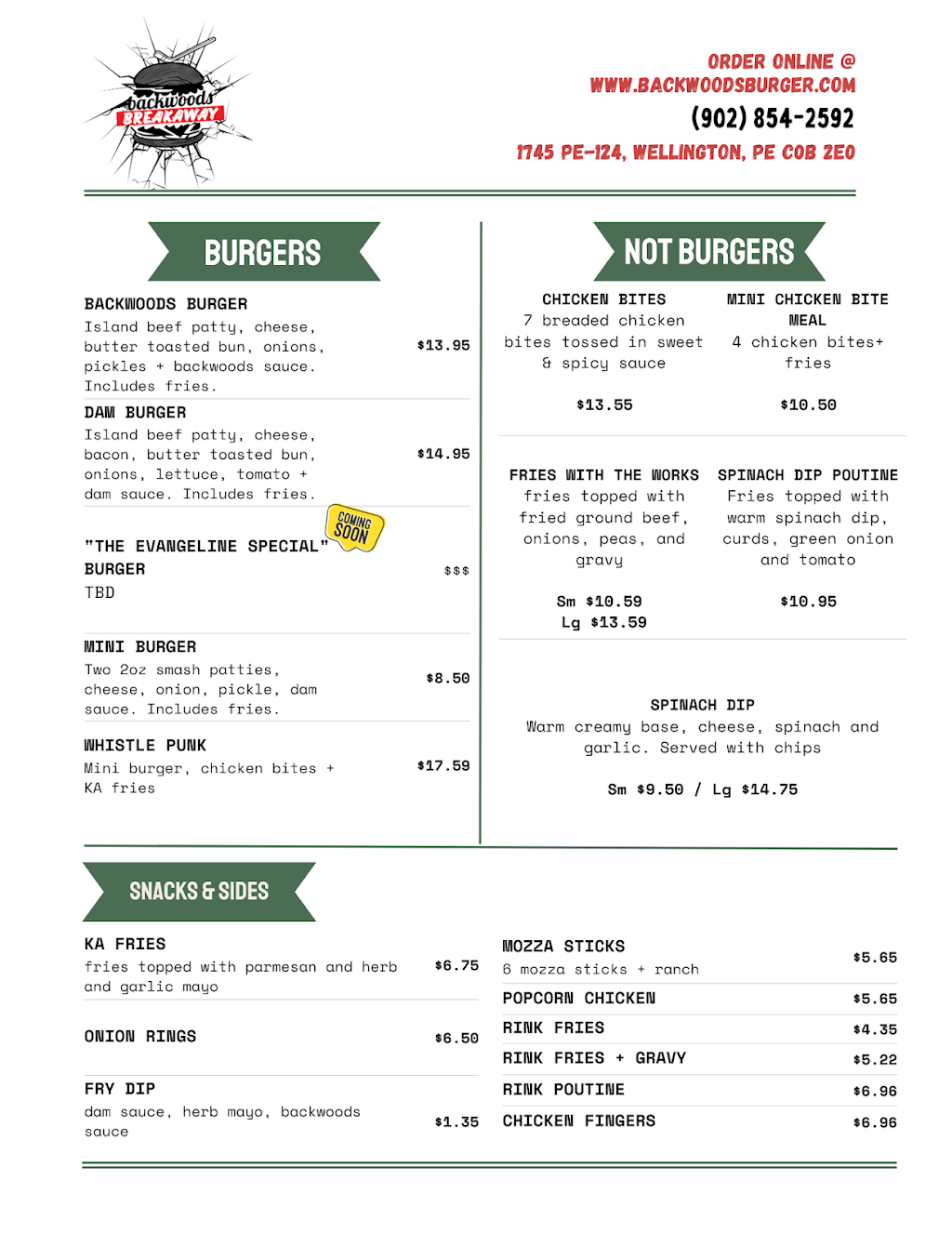 Backwoods Breakaway - Evangeline | 1745 PE-124, Wellington, PE C0B 2E0, Canada | Phone: (902) 854-2592