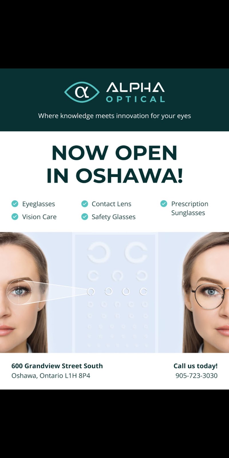 Alpha Optical | 600 Grandview St S, Oshawa, ON L1H 8P4, Canada | Phone: (905) 723-3030