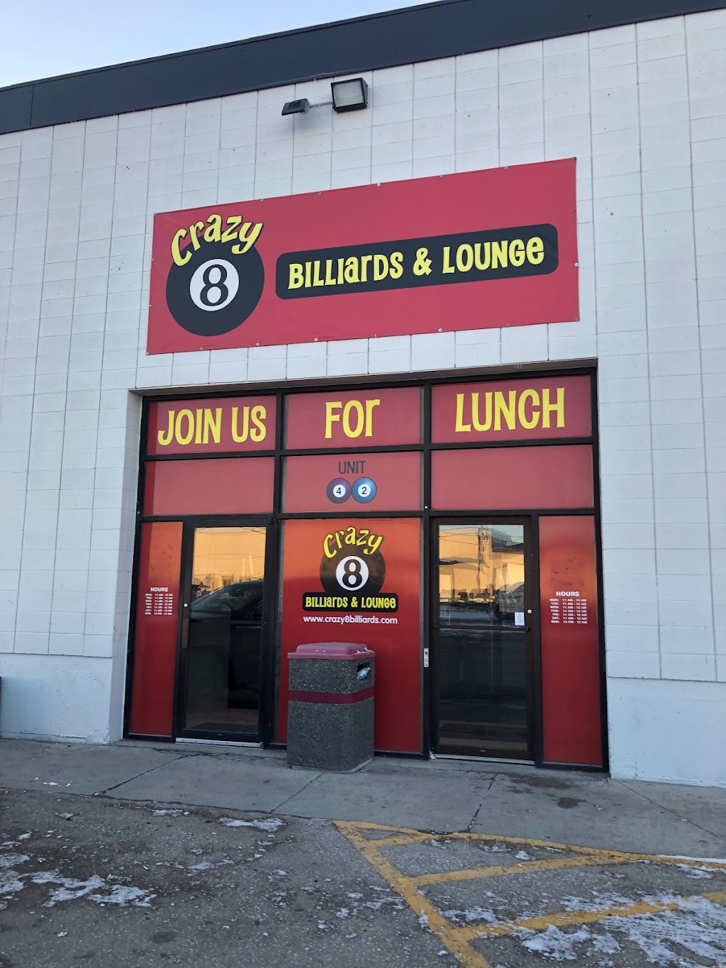 Crazy 8 Billiards & Lounge | 820 Berry St #42, Winnipeg, MB R3H 0P4, Canada | Phone: (204) 421-8424