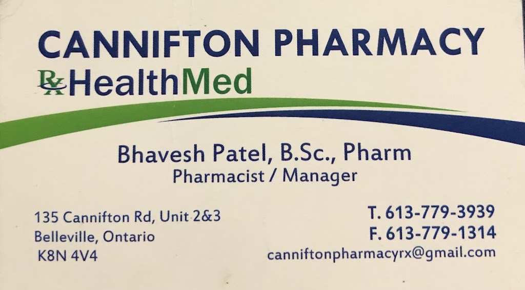 CANNIFTON PHARMACY | 135 Cannifton Rd UNIT 2 & 3, Belleville, ON K8N 4V4, Canada | Phone: (613) 779-3939